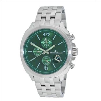 Lechateau,  Chronograph Mov't, Green 24-HR -Date Dial, Stainless Steel case and Band, (MSRP: $495.00)