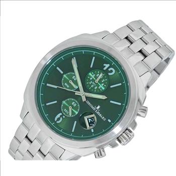 Lechateau,  Chronograph Mov't, Green 24-HR -Date Dial, Stainless Steel case and Band, (MSRP: $495.00)