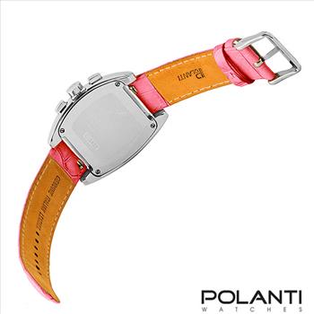 LeChateau, Ladies ISA- Swiss Chronograph movement, Mother of Pearl Dial, Fuchsia - Coral red Color, MSRP: $695.00