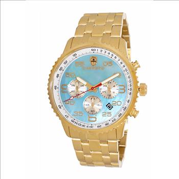 LeChateau, Ladies ISA- Swiss Chronograph movement, Mother of Pearl Dial, Light Blue Color, MSRP: $695.00
