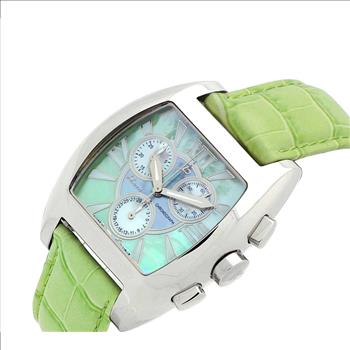 LeChateau, Ladies ISA- Swiss Chronograph movement, Mother of Pearl Dial, Light Green Color, MSRP: $695.00