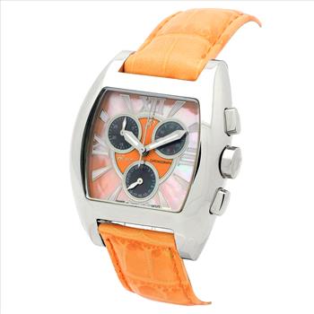 LeChateau, Ladies ISA- Swiss Chronograph movement, Mother of Pearl Dial, Orange Color, MSRP: $695.00