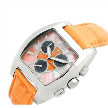 LeChateau, Ladies ISA- Swiss Chronograph movement, Mother of Pearl Dial, Orange Color, MSRP: $695.00
