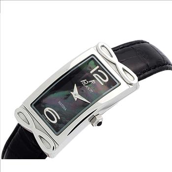 LeChateau, Ladies Swiss Quartz movement, Mother of Pearl Dial, Genuine Leather Band, Black Color, MSRP: $495.01