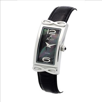 LeChateau, Ladies Swiss Quartz movement, Mother of Pearl Dial, Genuine Leather Band, Black Color, MSRP: $495.01