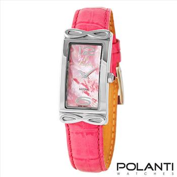 LeChateau, Ladies Swiss Quartz movement, Mother of Pearl Dial, Genuine Leather Band, Fuchsia Color, MSRP: $495.02