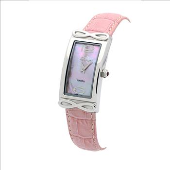 LeChateau, Ladies Swiss Quartz movement, Mother of Pearl Dial, Genuine Leather Band, Pink Color, MSRP: $495.01