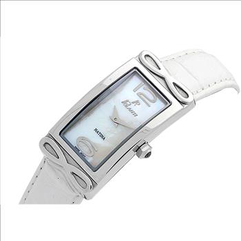 LeChateau, Ladies Swiss Quartz movement, Mother of Pearl Dial, Genuine Leather Band, White Color, MSRP: $495.00