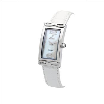 LeChateau, Ladies Swiss Quartz movement, Mother of Pearl Dial, Genuine Leather Band, White Color, MSRP: $495.00