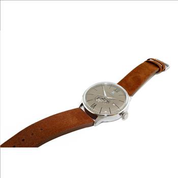 Lechateau, Men's 24-JEWELS AUTOMATIC, WITH HEART BEAT CURVE ASH GREY DIAL, BROWN GENUINE LEATHER BAND, (MSRP: $2,268.00)