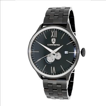 Lechateau, Men's 24-JEWELS AUTOMATIC, WITH HEART BEAT CURVE BLACK DIAL, BLACK-IP TONE CASE AND BAND (MSRP: $2,268.00)