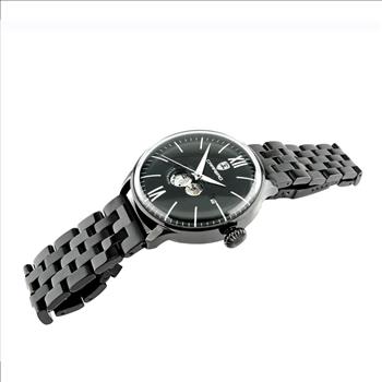 Lechateau, Men's 24-JEWELS AUTOMATIC, WITH HEART BEAT CURVE BLACK DIAL, BLACK-IP TONE CASE AND BAND (MSRP: $2,268.00)