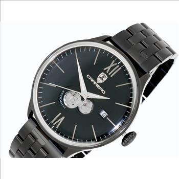 Lechateau, Men's 24-JEWELS AUTOMATIC, WITH HEART BEAT CURVE BLACK DIAL, BLACK-IP TONE CASE AND BAND (MSRP: $2,268.00)