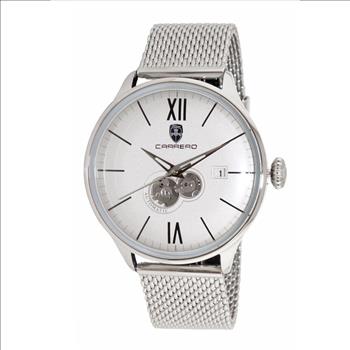 Lechateau, Men's 24-JEWELS AUTOMATIC, WITH HEART BEAT CURVE WHITE DIAL, (MSRP: $2,268.00)