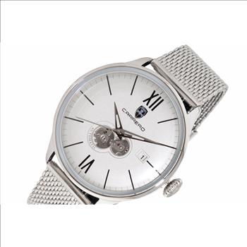 Lechateau, Men's 24-JEWELS AUTOMATIC, WITH HEART BEAT CURVE WHITE DIAL, (MSRP: $2,268.00)