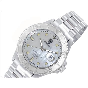 LeChateau Men's Automatic - Magnifying Date, MOP Dial with Exhibition Back, C1S266WT- Retail at (MSRP: $ 2,124.00)