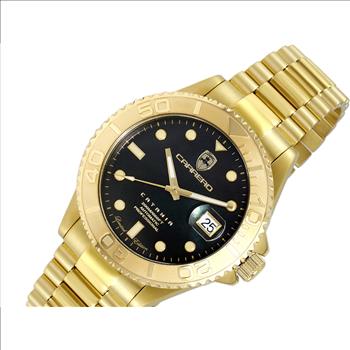LeChateau Men's Automatic - Magnifying Date, MOP Dial with Exhibition Back case - C1G266BK Retail at (MSRP: $ 2,124.00)