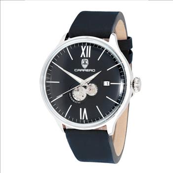 LECHATEAU MEN'S AUTOMATIC NH35 - 24 JEWELS OPEN HEART, EXHIBITION BACK, C1S1780-BK RETAIL AT (MSRP: $2,028.00)