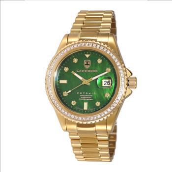 LeChateau Men's Automatic NH35-24 JEWEL, 1.0 CT GENUINE SAPPHIRE, MOP DIAL, C1G787GN RETAIL AT (MSRP: $S2,868.00)