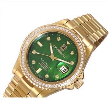 LeChateau Men's Automatic NH35-24 JEWEL, 1.0 CT GENUINE SAPPHIRE, MOP DIAL, C1G787GN RETAIL AT (MSRP: $S2,868.00)