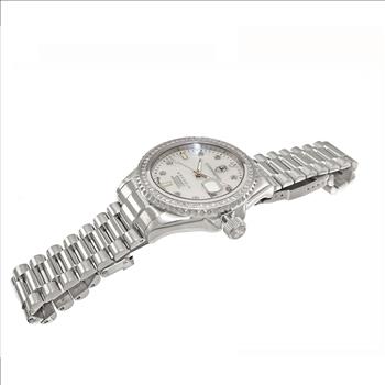 LeChateau Men's Automatic NH35-24 JEWEL, 1CT GENUINE SAPPHIRE STONES, MOP DIAL, C1S787WT RETAIL AT (MSRP: $S2,868.00)