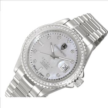 LeChateau Men's Automatic NH35-24 JEWEL, 1CT GENUINE SAPPHIRE STONES, MOP DIAL, C1S787WT RETAIL AT (MSRP: $S2,868.00)