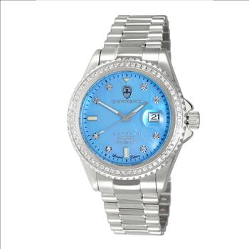 LeChateau Men's Automatic NH35-24 JEWEL, GENUINE SAPPHIRE STONES, BLUE MOP DIAL, (MSRP: $S2,868.00)