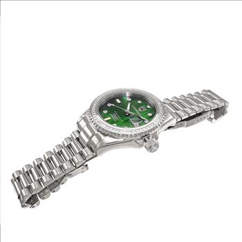 LeChateau Men's Automatic NH35-24 JEWEL, GENUINE SAPPHIRE STONES, GREEN MOP DIAL, (MSRP: $S2,868.00)
