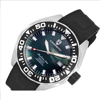 LeChateau, Men's Automatic NH35-24 JEWEL Mov't, Black MOP- Dial - Black Bezel, Silicon Band,  C1S8925-BK - MSRP: $2,388.00