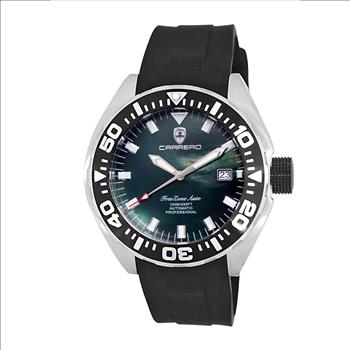 LeChateau, Men's Automatic NH35-24 JEWEL Mov't, Black MOP- Dial - Black Bezel, Silicon Band,  C1S8925-BK - MSRP: $2,388.00