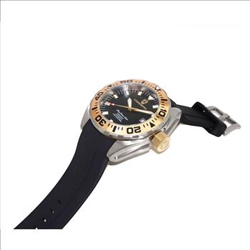 LeChateau, Men's Automatic NH35-24 JEWEL Mov't, Black MOP- Dial - Gold Bezel, Silicon Band,  C1G8925-BK - MSRP: $2,388.00