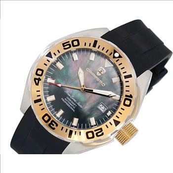 LeChateau, Men's Automatic NH35-24 JEWEL Mov't, Black MOP- Dial - Gold Bezel, Silicon Band,  C1G8925-BK - MSRP: $2,388.00