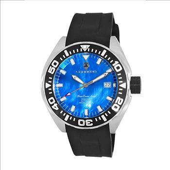 LeChateau, Men's Automatic NH35-24 JEWEL Mov't, Blue MOP- Dial - Black Bezel, Silicon Band,  C1S8925-BU - MSRP: $2,388.00