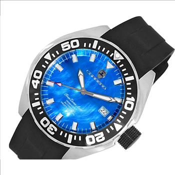 LeChateau, Men's Automatic NH35-24 JEWEL Mov't, Blue MOP- Dial - Black Bezel, Silicon Band,  C1S8925-BU - MSRP: $2,388.00