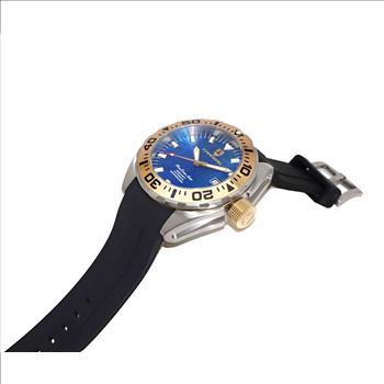 LeChateau, Men's Automatic NH35-24 JEWEL Mov't, Blue MOP- Dial - Gold Bezel, Silicon Band,  C1G8925-BU - MSRP: $2,388.00
