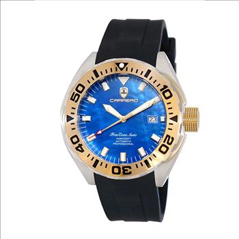 LeChateau, Men's Automatic NH35-24 JEWEL Mov't, Blue MOP- Dial - Gold Bezel, Silicon Band,  C1G8925-BU - MSRP: $2,388.00
