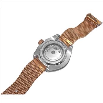 LeChateau, Men's Automatic NH35-24 JEWEL Mov't, Brown MOP- Dial - Black Bezel, Rosetone Mesh Band - (MSRP: $2,508.00)