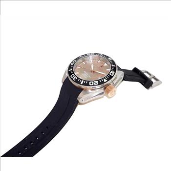 LeChateau, Men's Automatic NH35-24 JEWEL Mov't, Brown MOP- Dial - Black Bezel, Silicon Band,  C1R8925-BN - MSRP: $2,388.00