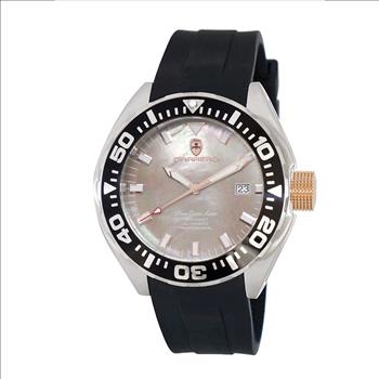LeChateau, Men's Automatic NH35-24 JEWEL Mov't, Brown MOP- Dial - Black Bezel, Silicon Band,  C1R8925-BN - MSRP: $2,388.00