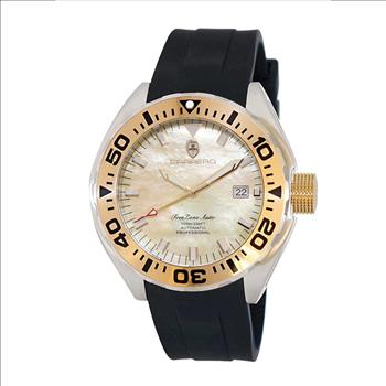 LeChateau, Men's Automatic NH35-24 JEWEL Mov't, Gold MOP- Dial - Gold Bezel, Silicon Band,  C1G8925-GO - MSRP: $2,388.00