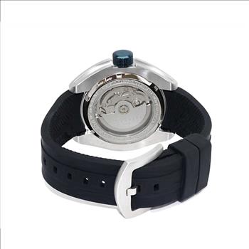 LeChateau, Men's Automatic NH35-24 JEWEL Mov't, Light Blue MOP- Dial - Black Bezel, Silicon Band, ( MSRP: $2,388.00 )