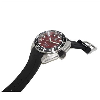 LeChateau, Men's Automatic NH35-24 JEWEL Mov't, Maroon MOP- Dial - Black Bezel, Silicon Band,  C1S8925-BN - MSRP: $2,388.00