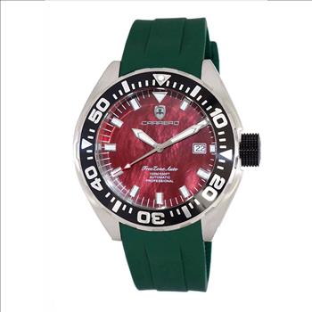 LeChateau, Men's Automatic NH35-24 JEWEL Mov't, Maroon MOP- Dial - Black Bezel, Silicon Band,  C1S8925-BN_GN - MSRP: $2,388.00