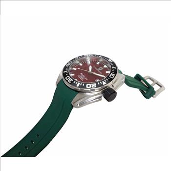 LeChateau, Men's Automatic NH35-24 JEWEL Mov't, Maroon MOP- Dial - Black Bezel, Silicon Band,  C1S8925-BN_GN - MSRP: $2,388.00