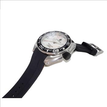 LeChateau, Men's Automatic NH35-24 JEWEL Mov't, White MOP- Dial - Black Bezel, Silicon Band,  C1S8925-WT - MSRP: $2,388.00