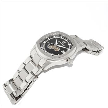 Lechateau Men's Automatic NH35A - 24 JEWELS, Black Date Dial with Heart Beat, Exhibition Back (MSRP: $2,268.00)