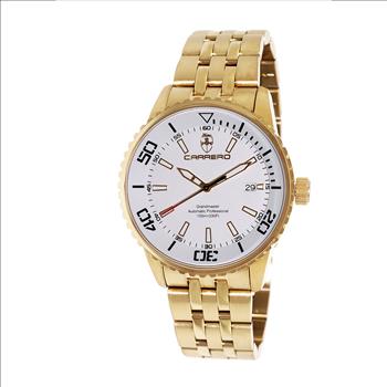 Lechateau Men's NH35  -  21 JEWELS with Exhibition back, Gold tone, White  Date Dial, C1G4345WT- Retail at (MSRP: $2,220.00)
