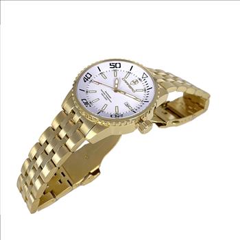 Lechateau Men's NH35  -  21 JEWELS with Exhibition back, Gold tone, White  Date Dial, C1G4345WT- Retail at (MSRP: $2,220.00)