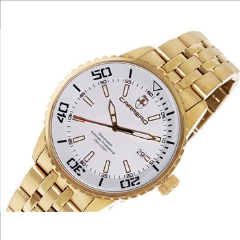 Lechateau Men's NH35  -  21 JEWELS with Exhibition back, Gold tone, White  Date Dial, C1G4345WT- Retail at (MSRP: $2,220.00)