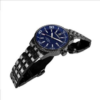 LeChateau - Men's NH35 21 JEWELS with Exhibition back, IP-Black tone, Blue  Dial, C1B4345BU- Retail at (MSRP: $2,220.00)